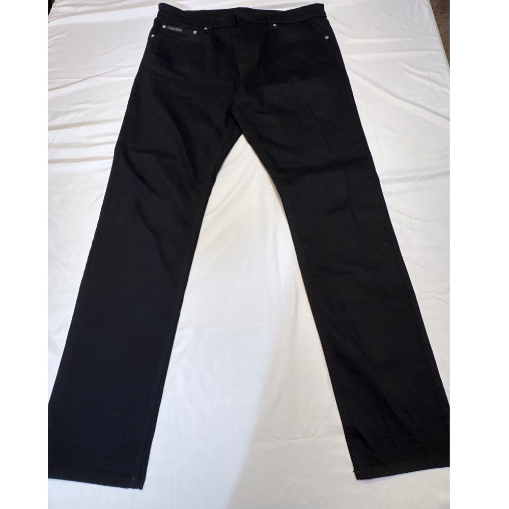 Calvin Klein Mens Slim Fit Black Jeans 36x32 Cotton Stretch Denim Pants
